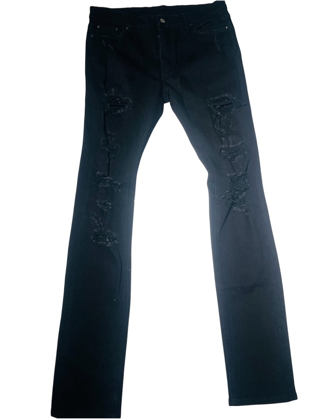 MNML Men Jeans Slim Black Distressed Knee Detail